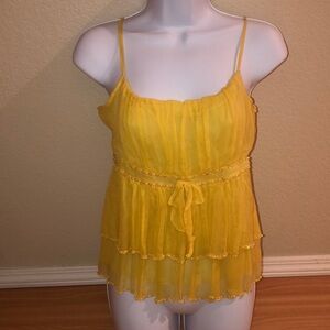 Sunny yellow, embellished blouse. Semi sheer back.